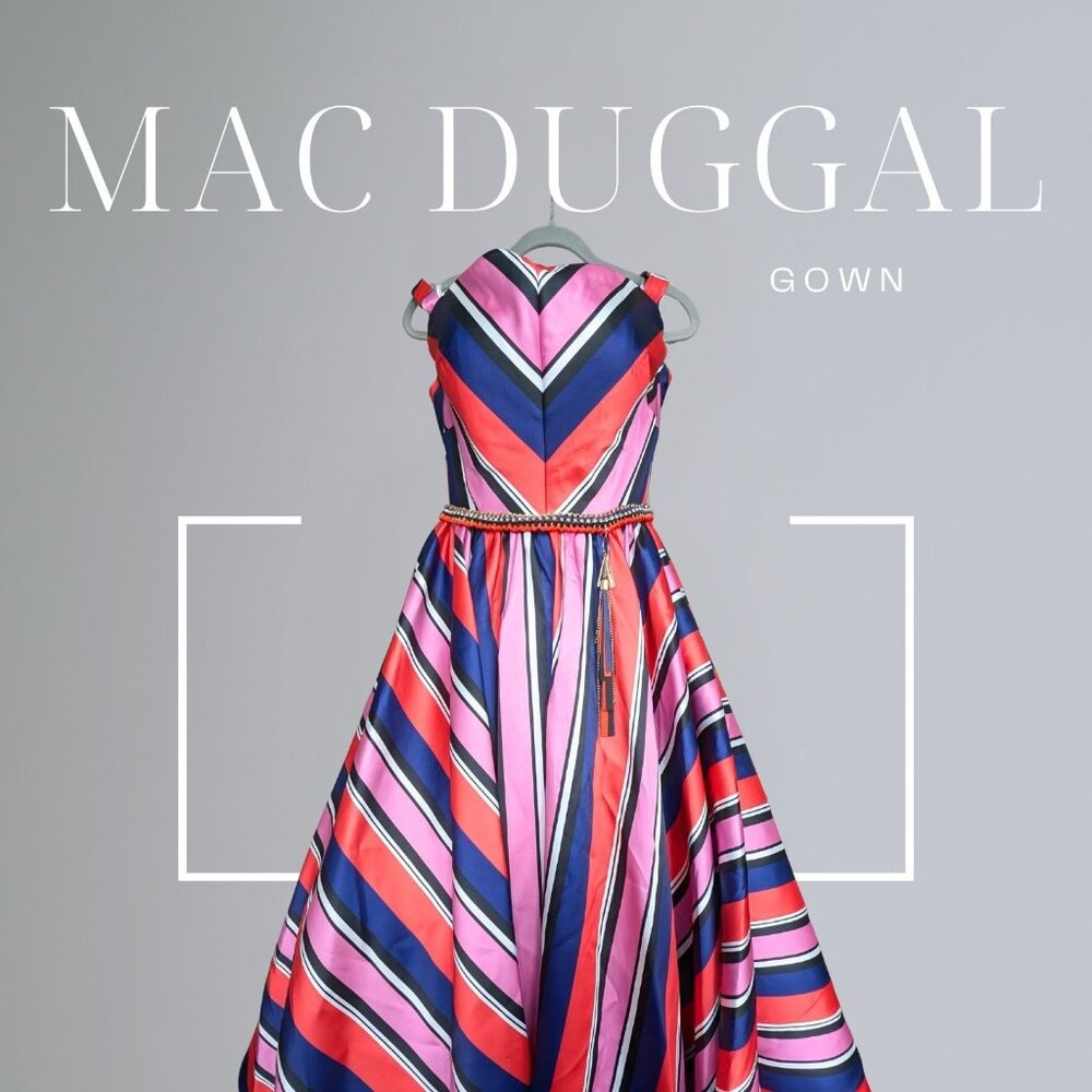 Mac Duggal Multicolor Striped Gown